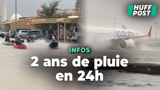 À Dubaï des inondations impressionnantes dans la ville après des pluies diluviennes [upl. by Eillib]