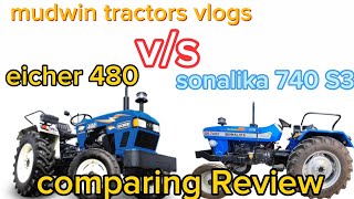 eicher 480 review sonalika 740s3 compare review reels sonalika eicher villagelife viral [upl. by Adnahsor]