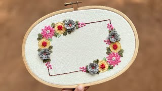 Hand Embroidery Flower Hoopart Tutorial 🌼 Free Embroidery Pattern for Beginners ❤️ Gossamer [upl. by Aneekat]