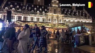 Leuven Belgium 🎄 Christmas Market 2023  Evening Walk in 4K  DJI Osmo Pocket 3 🇧🇪 [upl. by Melvina804]