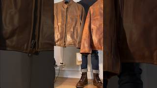 Which style is better Schott NYC jacket 530 or 550 shorts asmr schott leatherjacket [upl. by Clyde580]