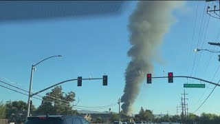 Structure fire rages in Livermore police ask public to stay away [upl. by Sashenka]