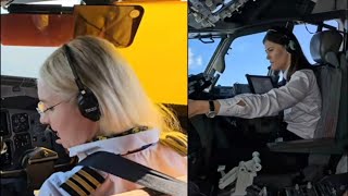 Airplanes Taking Off And Landing Cockpit View  Female Pilot  Airbus Boeing ATR [upl. by Eseenaj]