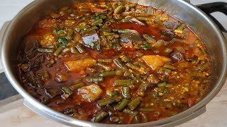 GUJARATI STYLE CHORI BATATA RINGAN NU SHAAK  WINTER SPECIAL  LONG BEANS POTATOES EGGPLANT SUBZI [upl. by Jair]