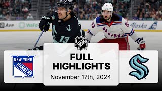 NHL Highlights  Rangers vs Kraken  November 17 2024 [upl. by Nadya]