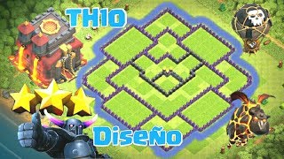 ¡TH10 DISEÑO DE ALDEA AYUNTAMIENTO NIVEL 10 ANTI 3 ESTRELLAS CLASH OF CLANSWIMERS [upl. by Jenni]