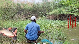 FISHINGquotTHE ART OF SINGLE HOOK FLOAT FISHING IN ROHUquotFISHER MAN CATCHING ROHUFISH AND TILAPIAFISHES [upl. by Suoivatco]