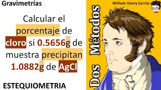 𝐆𝐫𝐚𝐯𝐢𝐦𝐞𝐭𝐫í𝐚 Calcular el porcentaje de cloro si 05656 g de muestra precipitan 10882 g AgCl [upl. by Gereron602]