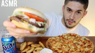 ASMR PIZZA  BURGER AND ONION RINGS  MUKBANG REAL EATING SOUNDS [upl. by Icul]