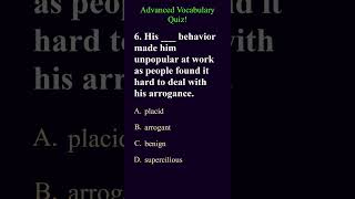 25 Advanced Vocabulary MCQ Quiz part3  TFE grammarquiz englishvocabulary vocabularyquiz [upl. by Stannwood]