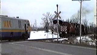 Near Fatal Head on Via Train CP Freight Smithfalls 2 [upl. by Enoed429]