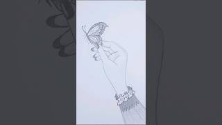 Girl Touching a Butterfly  Easy Drawing  shorts IsmatAraArtGallery [upl. by Eive]