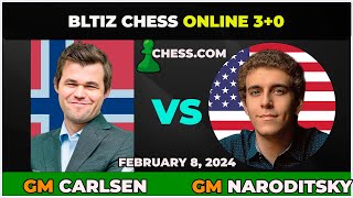 Magnus Carlsen vs GM Daniel Naroditsky  Blitz Chess 30  ChessCom  February 8 2024 [upl. by Lledraw422]