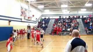 Buzzer beater while laying on floor Blanchester 8th grade boy makes shot while laying on floor [upl. by Ybloc]