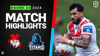 NRL 2024  Dragons v Titans  Match Highlights [upl. by Imnubulo]