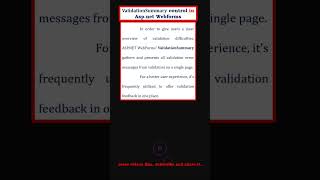 validationsummary control in aspnet webforms  aspnet  webforms [upl. by Arev]