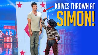 When Simon Cowell Gets KNIVES Thrown at Him on LIVE TV [upl. by Elamor]