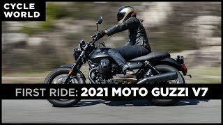 2021 Moto Guzzi V7 Stone First Ride Review [upl. by Ardekahs509]