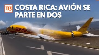 Avión se parte en dos tras aterrizar en aeropuerto de Costa Rica [upl. by Cl]