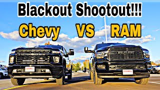 2022 Chevy And RAM 25003500 HD Blackout Comparison  Which Truck Wears It Better [upl. by Solotsopa955]