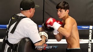 RYAN GARCIA SHOWS EXPLOSIVE RIGHT HANDS amp COMBOS TO THE BODY DURING MEDIA WORKOUT FOR SEPT 1 FIGHT [upl. by Sanferd965]