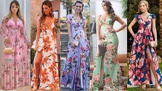 HERMOSOS Y ELEGANTES VESTIDOS CON ESTAMPADOS FLORALES PARA FIESTAS Y OTROS EVENTOS ESPECIALES [upl. by Aiclef]