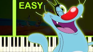 OGGY AND THE COCKROACHES THEME  EASY Piano Tutorial [upl. by Najed]