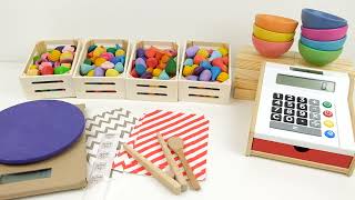 Kids Video with Wooden Toys  Candy Shop Play with Grapat Mandala Pieces [upl. by Ainivad]