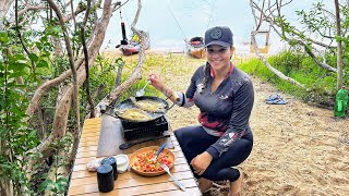 Final de tarde em nosso acampamento fizemos peixe frito na beira do rio [upl. by Gnuj]