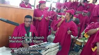 St Agnes Catholic Church Choir Maryland Lagos on Harvest of Gods faithfulness 10112024 praise [upl. by Rehptsirhc]