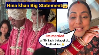 Hina Khan Secretly Married Aged Man Hina Khan Reaction on her Wedding After Dating Rocky Jaswal [upl. by Zetroc298]