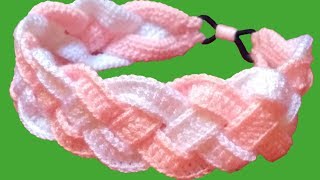 DIADEMA A CROCHET CON TRENZAS PASO A PASO 🌺  english subtitle [upl. by Silin]