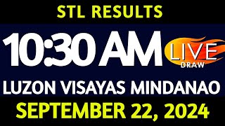 Stl Result Today 1030 am draw September 22 2024 Sunday Luzon Visayas and Mindanao Area LIVE [upl. by Eitsyrk]