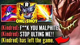 Malphite but I one shot Kindred so many times he rage quits the game HE WAS MALDING [upl. by Edan224]