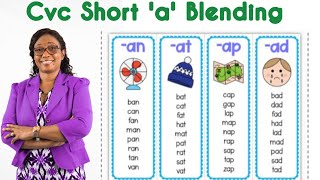 Short a Sound Word Families Level 1C  Blending cvc Sounds  Phonics  Rhyming Words  Spelling [upl. by Margie]