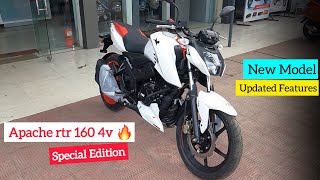 Tvs Apache RTR 160 4v Special Edition BS6 2023 white Mileage All Feature Full Review On Road Price [upl. by Ayekehs]