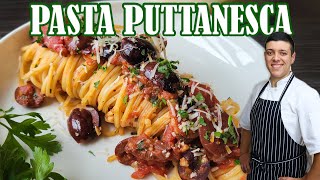 Pasta Puttanesca  Popular Italian Pasta Dish by Lounging with Lenny [upl. by Nona]