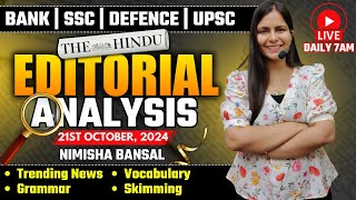 Editorial Analysis  21st October 2024  Vocab Grammar Reading Skimming  Nimisha Bansal [upl. by Serra]