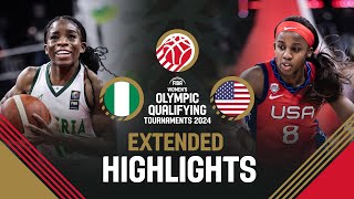 Nigeria 🇳🇬 v USA 🇺🇸  Extended Highlights  FIBA Womens OQT 2024 [upl. by Ardnikal235]