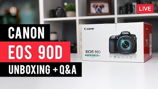 Canon 90D Unboxing  QampA  LIVE [upl. by Ahsal]