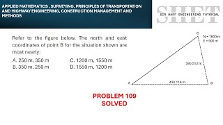 MSTC Refresher 109 Missing Northings and Eastings of a Point in a Triangular Traverse [upl. by Wettam358]