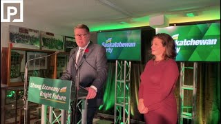 Sask Party Leader Scott Moe gives victory speech [upl. by Dorr903]