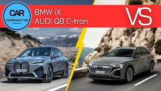 BMW iX vs Audi Q8 Etron  2024  Detailed Comparison of Specs Dimensions and Prices [upl. by Grannie]