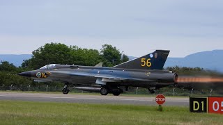 Saab 35 Draken Full Afterburner Takeoff at Teesside Airport [upl. by Releyks]