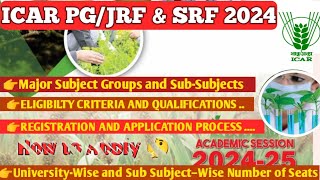 ICAR PGJRF SRF 2024 Best Subject Group New Eligibility Criteria 😱 [upl. by Benedicta795]