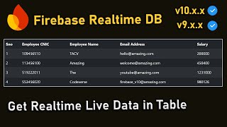 Fetch Live Data from Firebase in Table  Realtime Database v10  JavaScript [upl. by Noland]