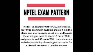 NPTEL EXAM PATTERN  nptel  govtjobs shortsfeed [upl. by Ennyleuqcaj]