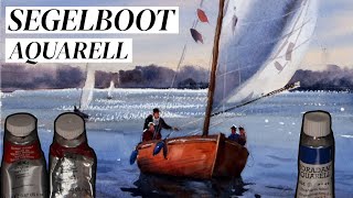 Segelboot in nur drei Farben  Aquarell Tutorial [upl. by Simpson]