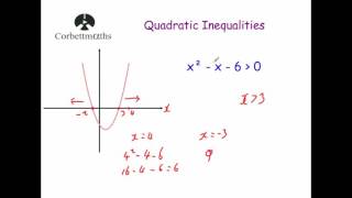 Quadratic Inequalities  Corbettmaths [upl. by Etnuhs]