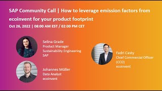 How to leverage emission factors from ecoinvent for your product footprint  SAP Community Call [upl. by Shaefer]